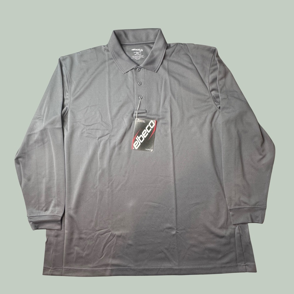 Elbeco Polo Shirt Mens 2XL Ufx Tactical Long Sleeve Grey Performance K5148 NEW